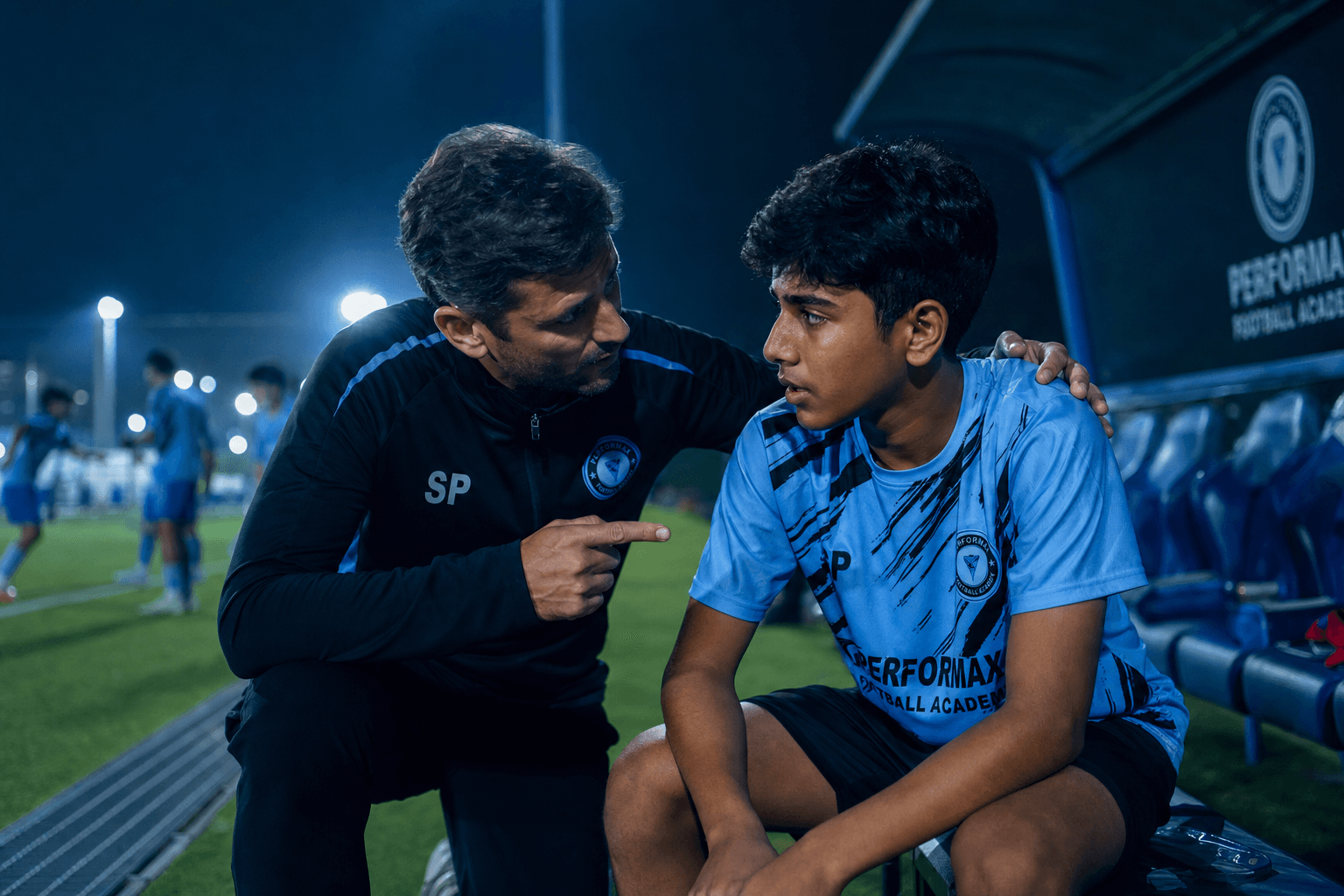 Coach mentoring a young Astra player